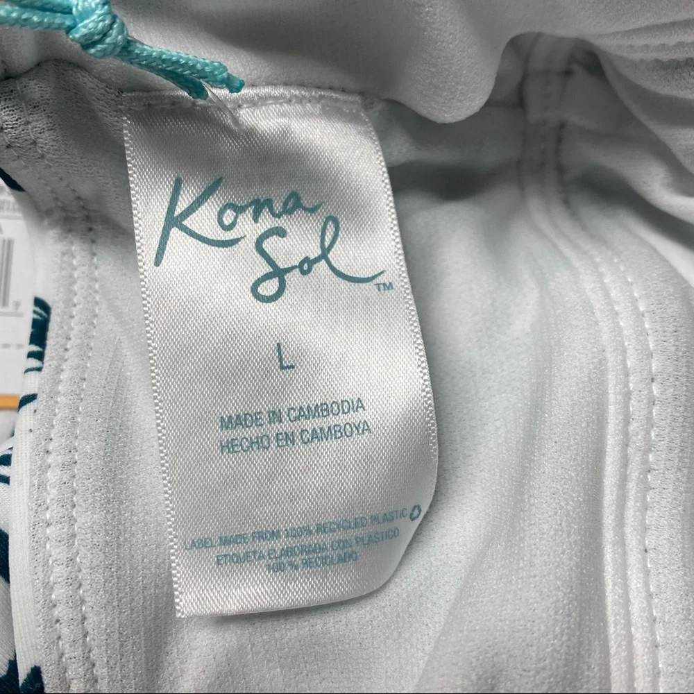 NWT Target Kona Sol One Piece Floral Tropical Swimsuit SZ Large in Teal Blue - Picture 5 of 6